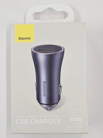Baseus 40watt Type C+USB Car Charger